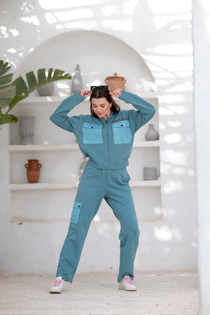 Elegant Petrol Blue Jumpsuit