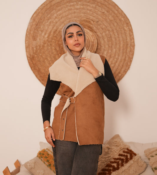 Gabardine Vest - Brown