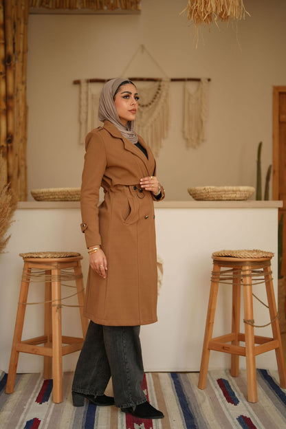 Gabardine Coat  - Camel