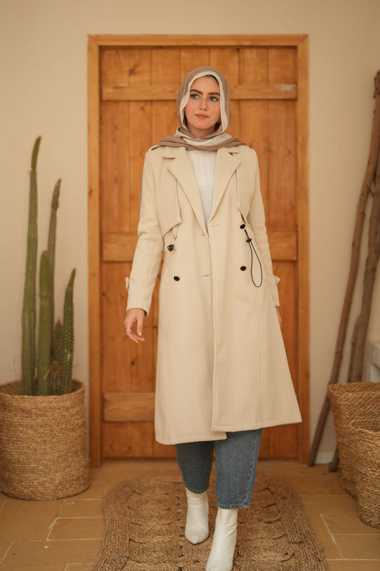 Woolen Coat   - Offwhite