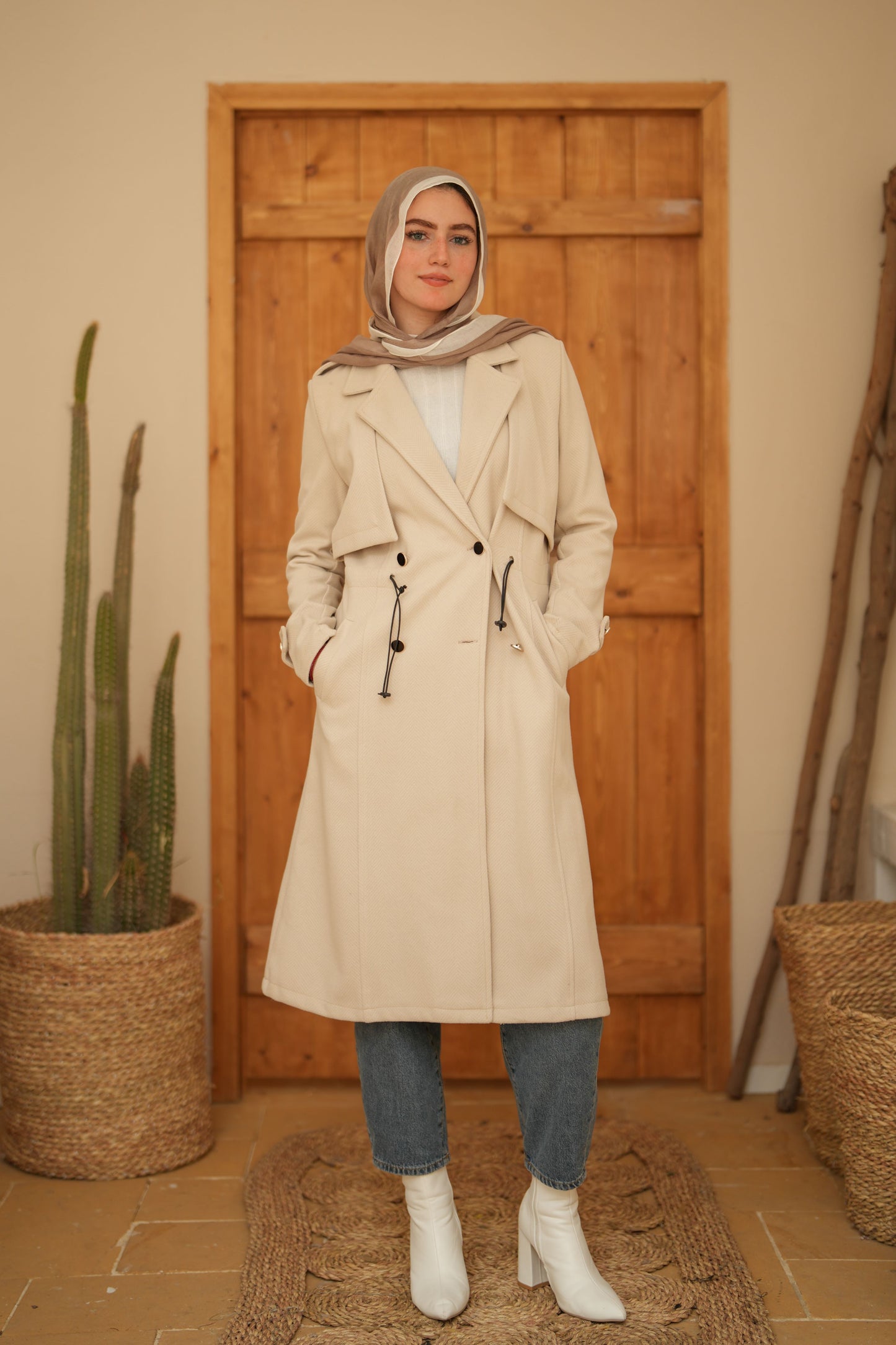 Woolen Coat   - Offwhite