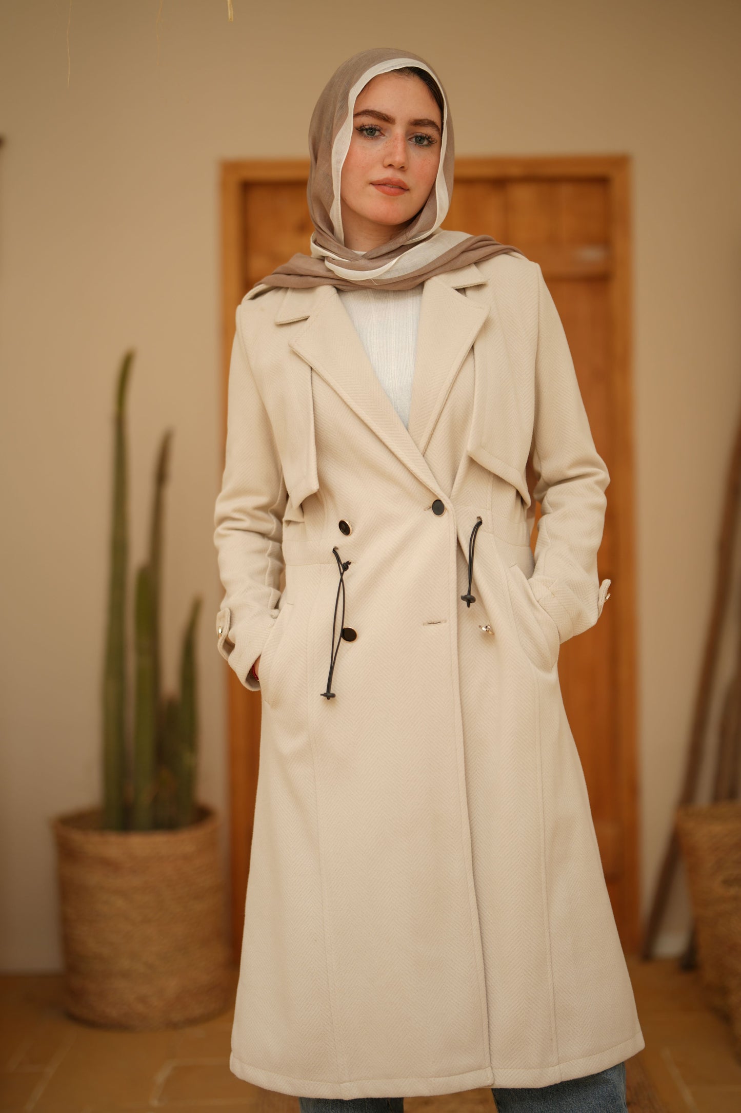 Woolen Coat   - Offwhite