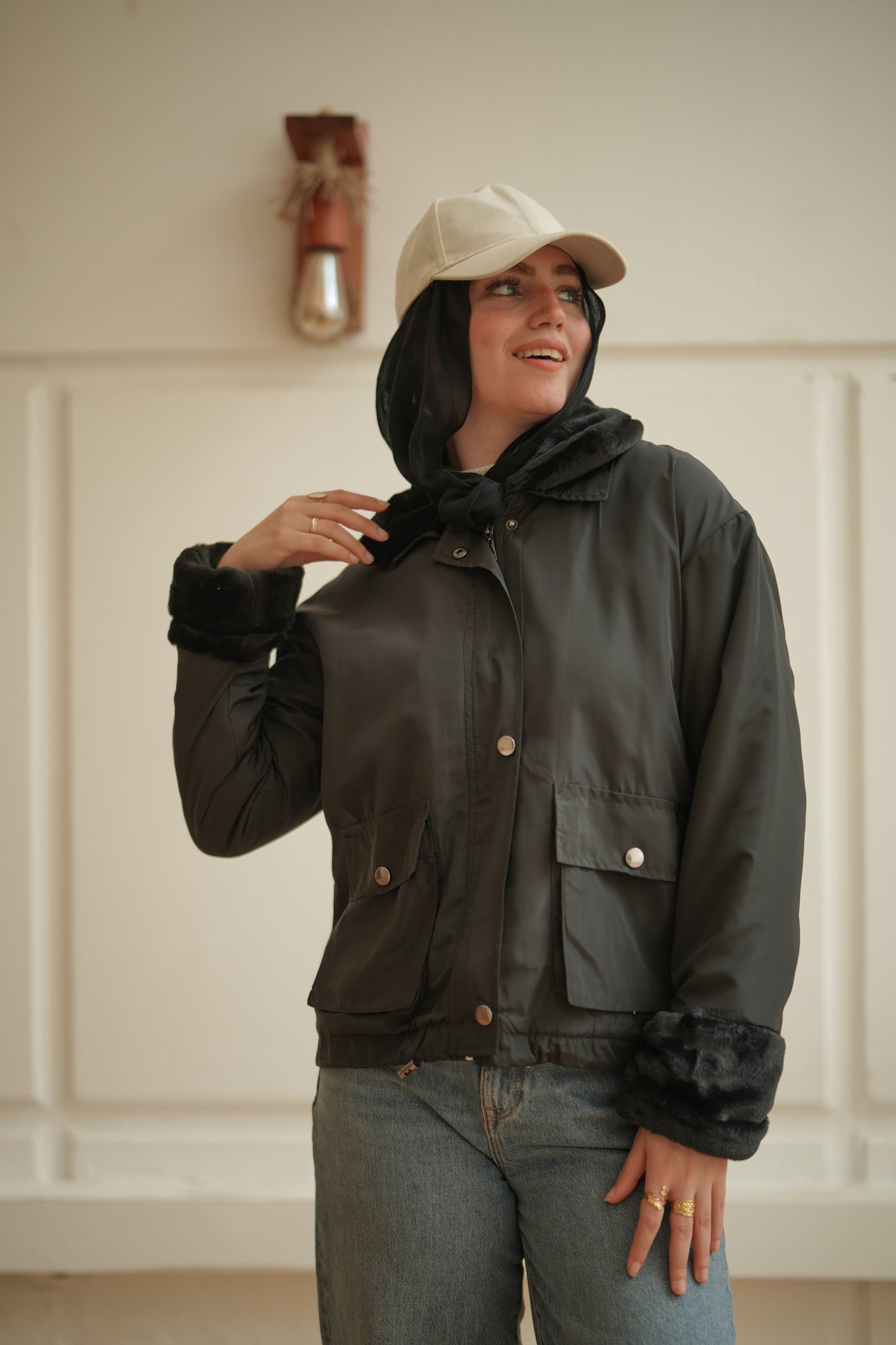 WaterProof Collar Jacket  - Black