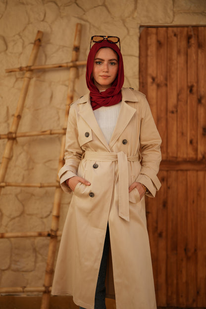 Gabardine Coat  - Offwhite