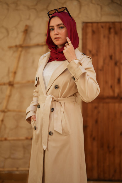 Gabardine Coat  - Offwhite