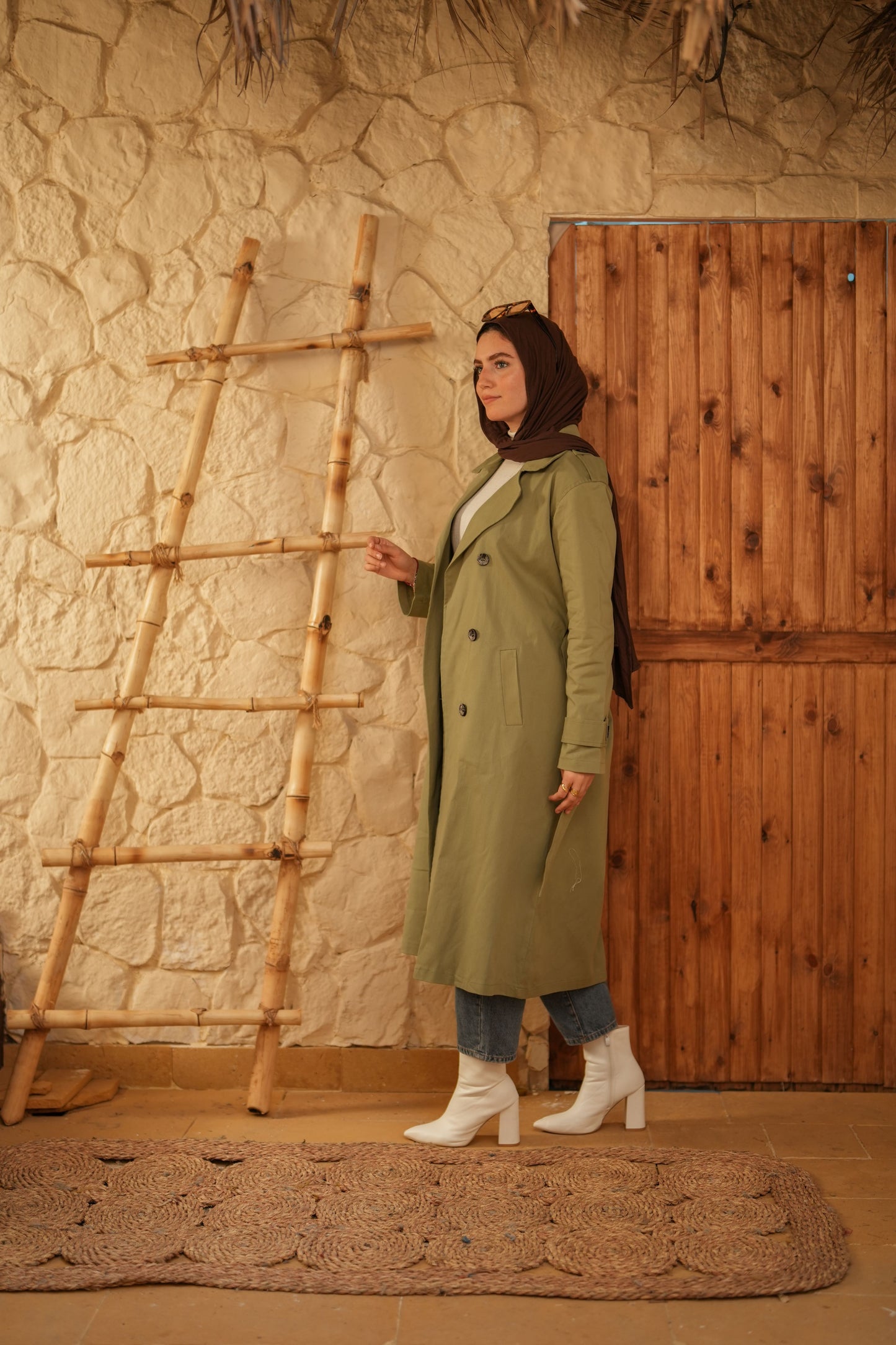 Gabardine Coat  - Mint Green