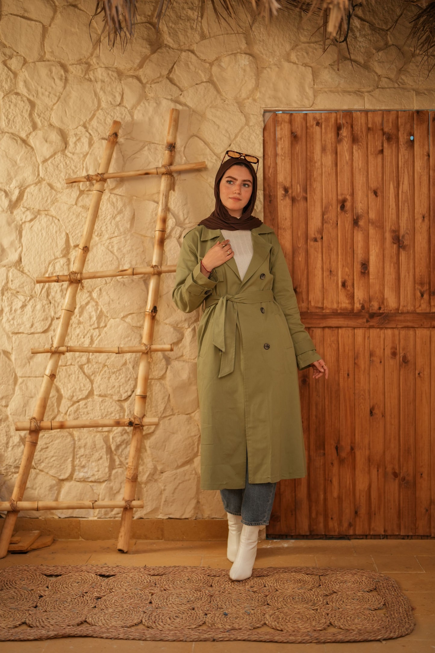 Gabardine Coat  - Mint Green