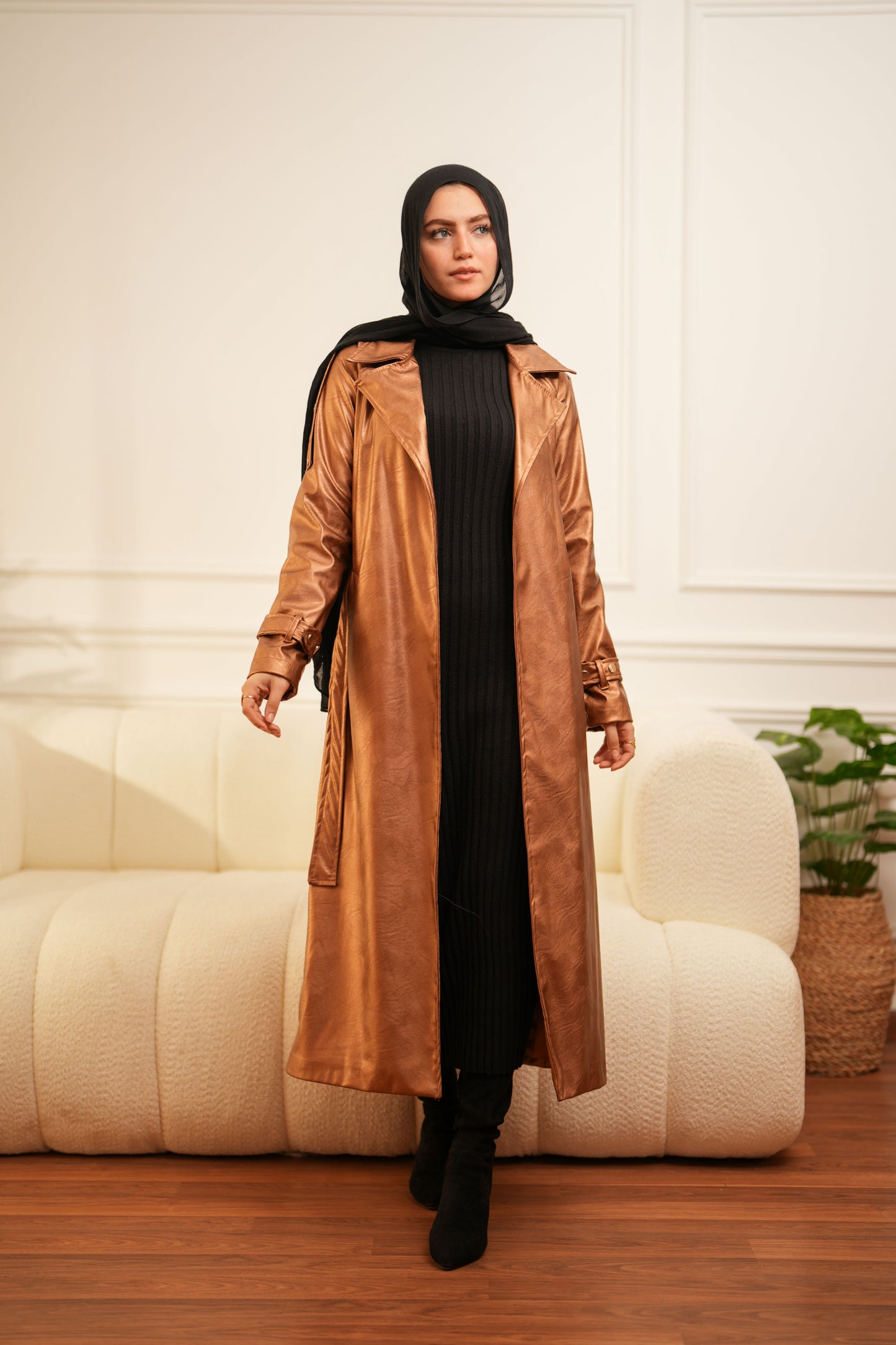 Leather Coat -  Golden