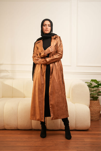 Leather Coat -  Golden