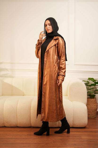 Leather Coat -  Golden