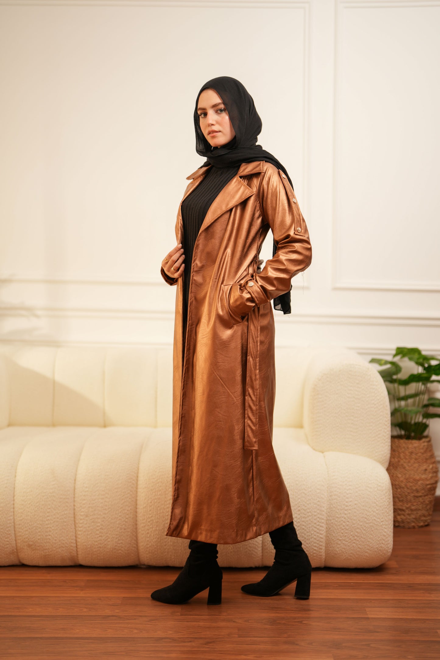 Leather Coat -  Golden