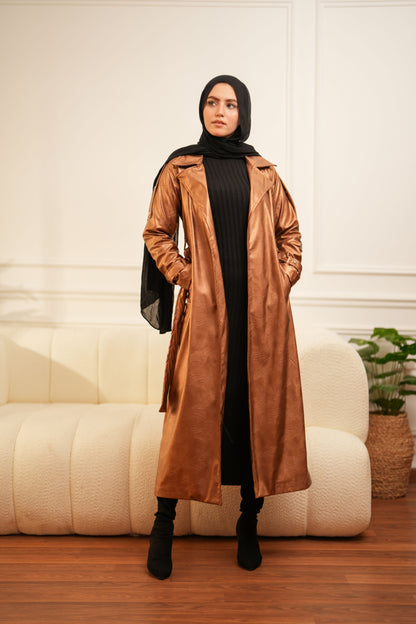 Leather Coat -  Golden