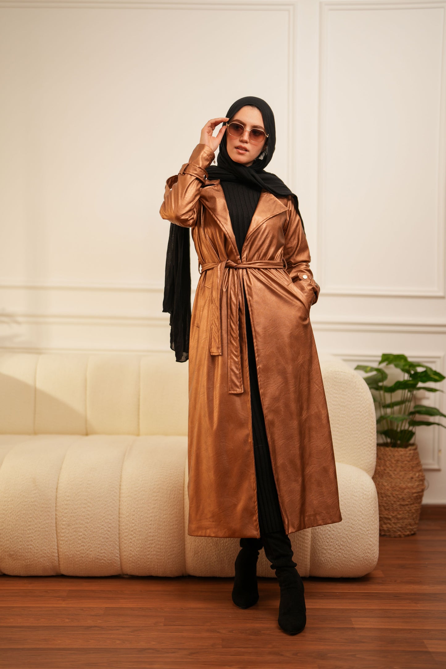 Leather Coat -  Golden