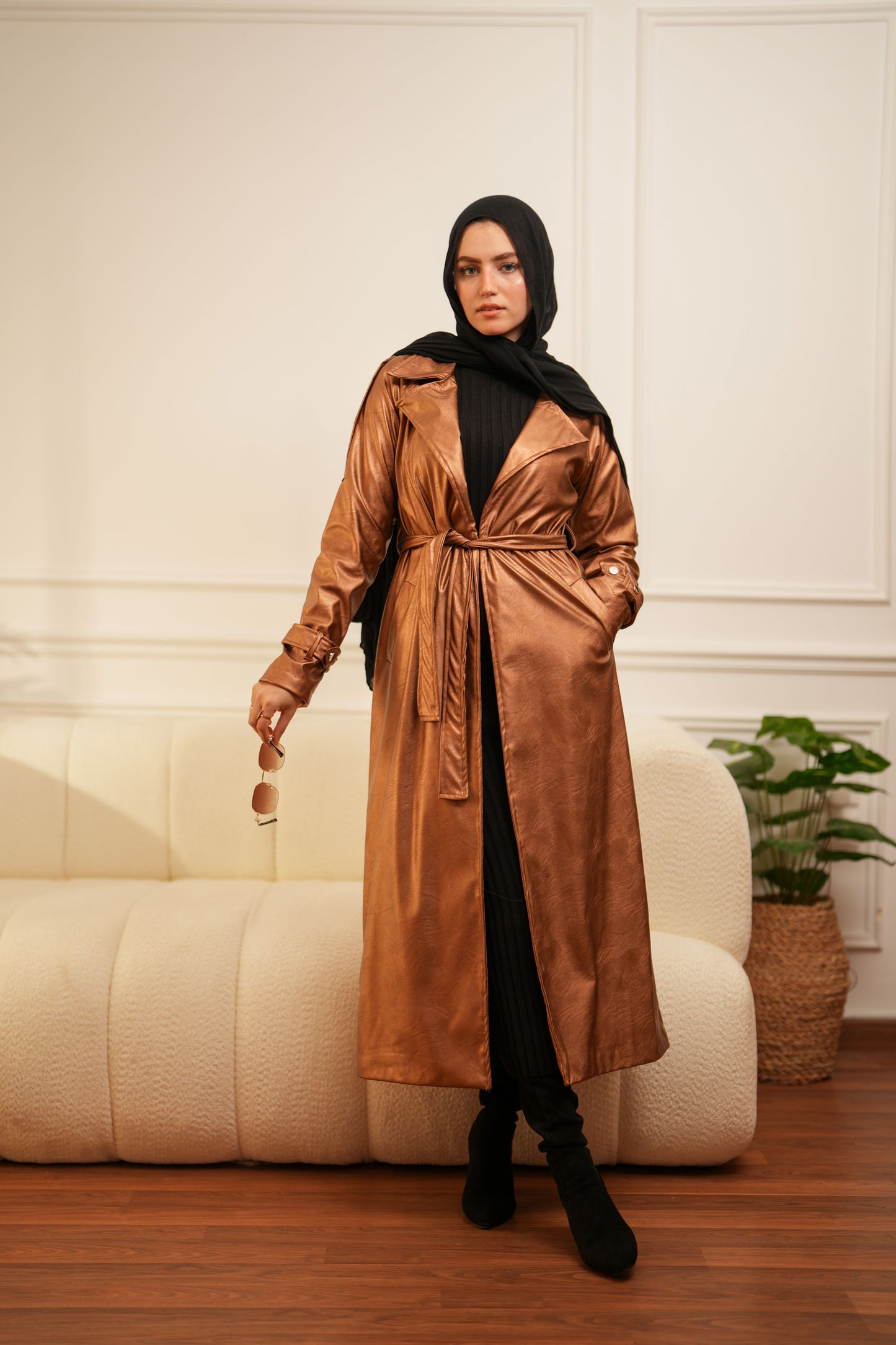 Leather Coat -  Golden