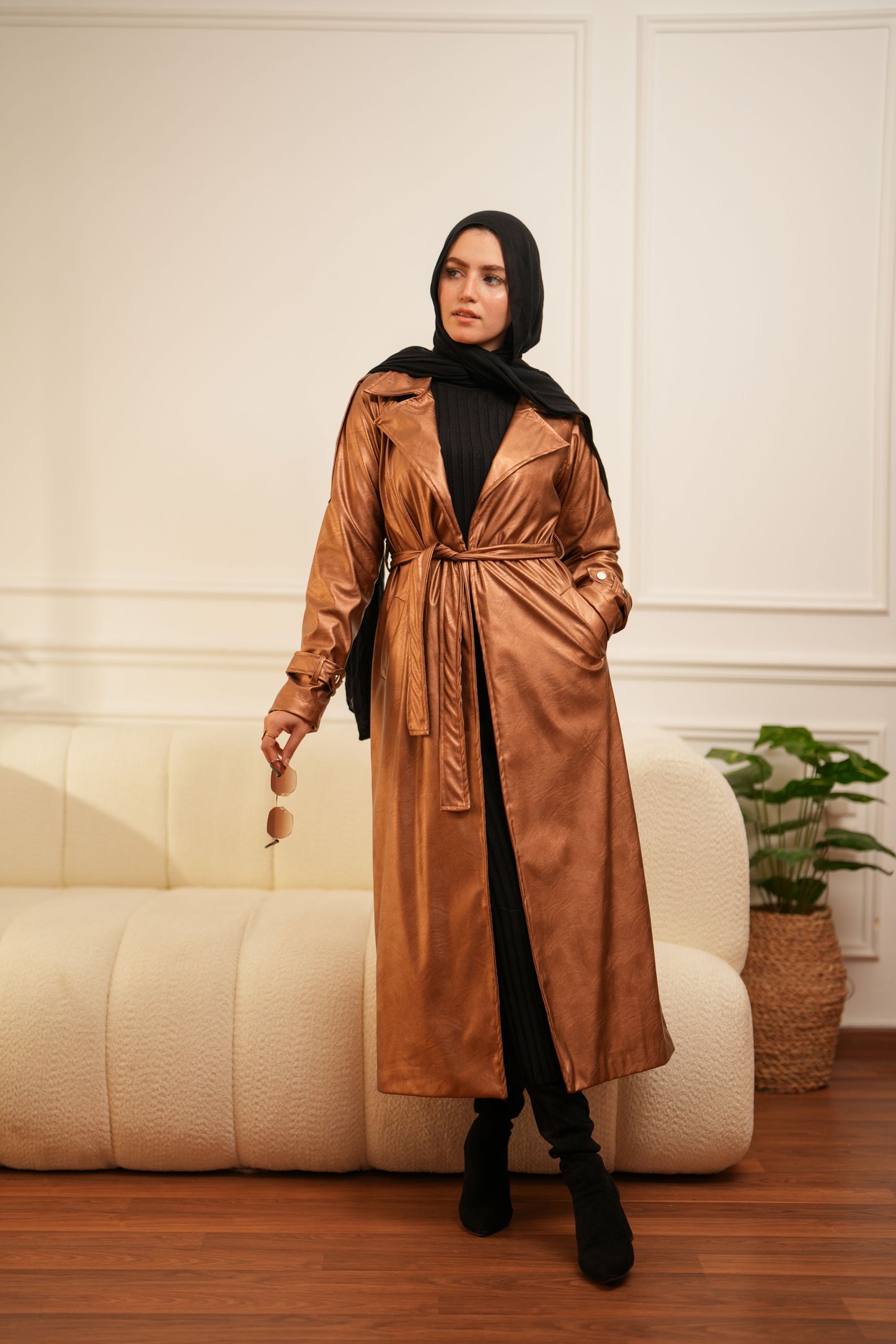 Leather Coat -  Golden